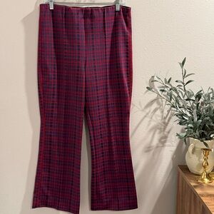 Anthropologie Maeve The Margot Kick Flare Pants Crop Red Plaid Size Medium